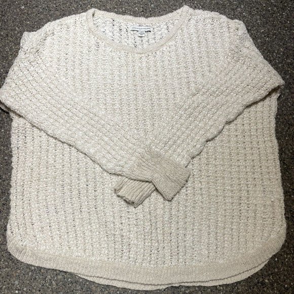 American Eagle Outfitters Cable Knit Crop Sweater - Color: Oatmeal - Size: Large - Picture 1 of 1